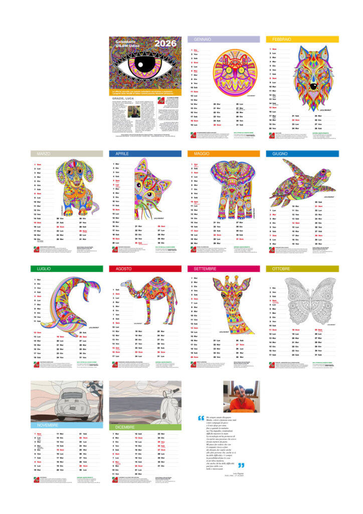 Panoramica del calendario 2026 della UILDM di Udine